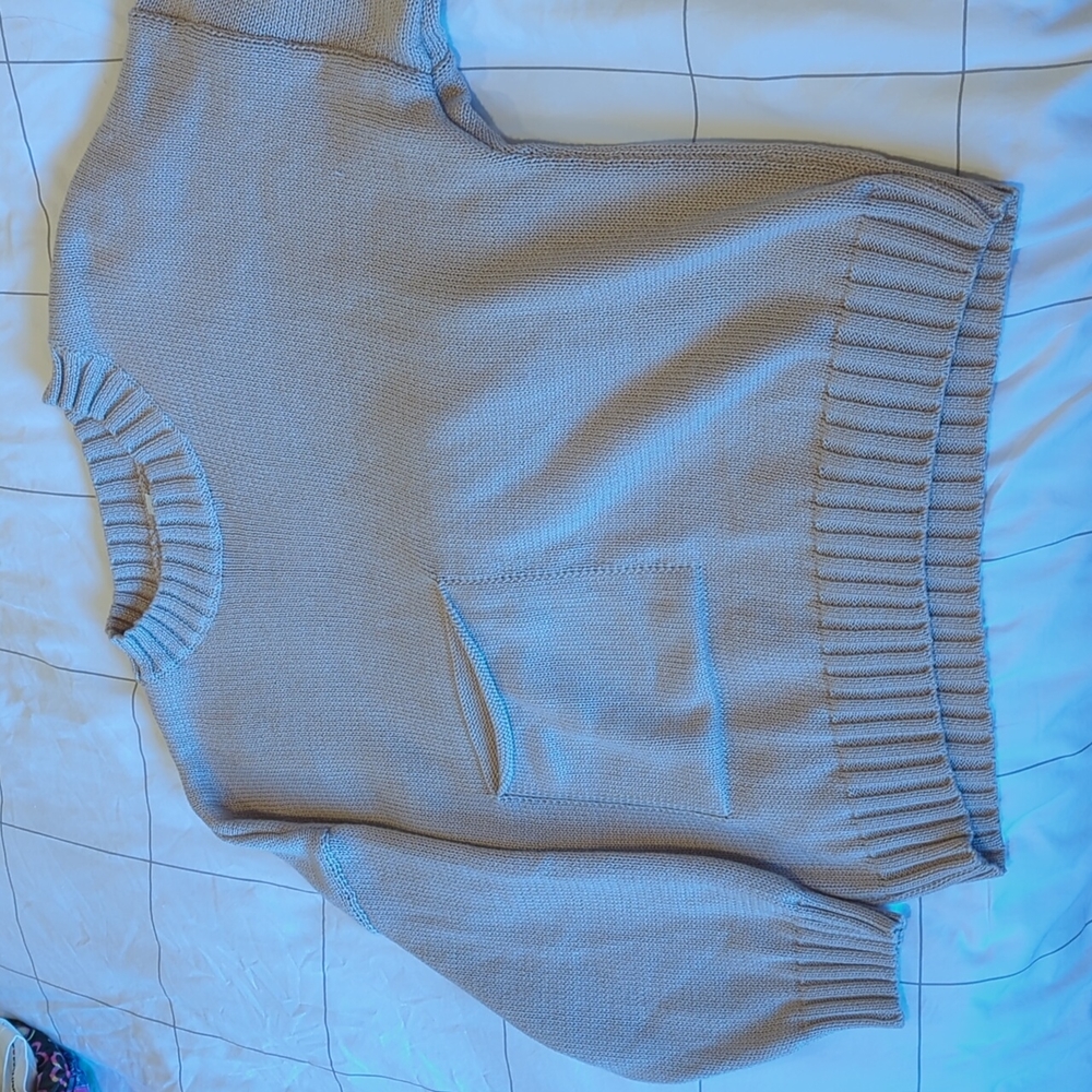 Oversized Ivory Pocket Front Sweater